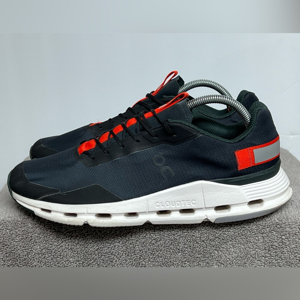 On Running Black and Red Athletic Shoes